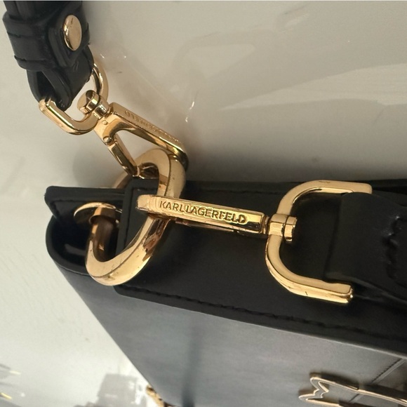KARL LAGERFELD Kat Lock Leather crossbody 2 way bag - Picture 9 of 11